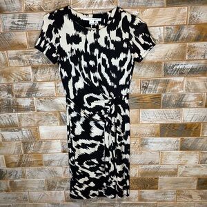 Diane Von Furstenberg Black and White Wrap Midi Dress